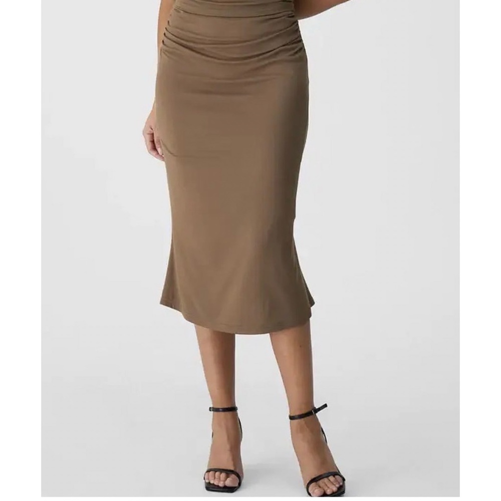 Ruched mermaid midi skirt